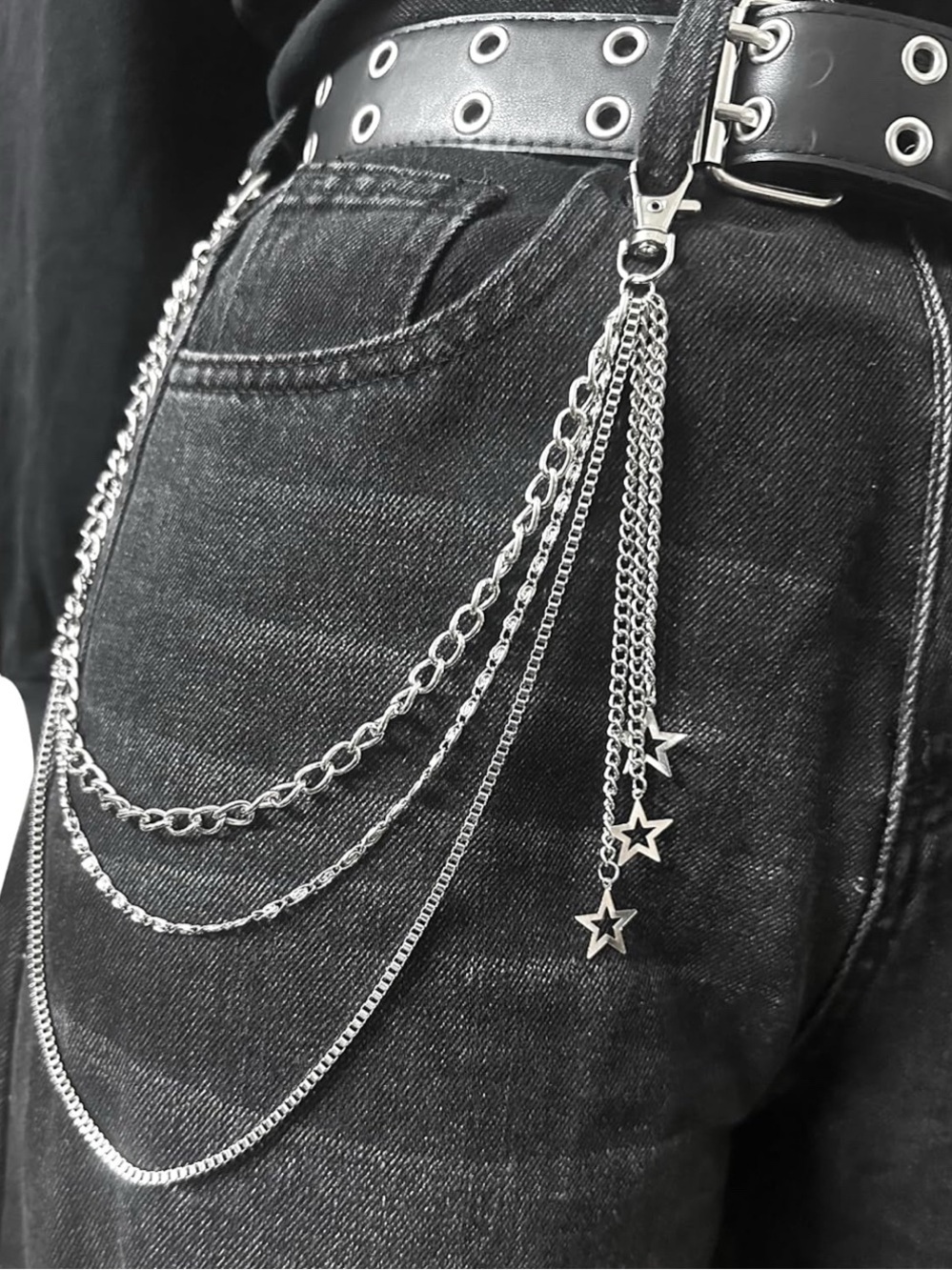 Silver Star Charm Chain Belt Bag Accessory for Women
